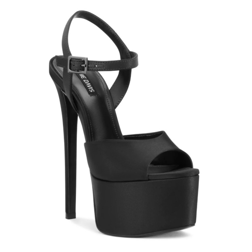 Ruthie Davis "Puffy" heel in Black Satin
